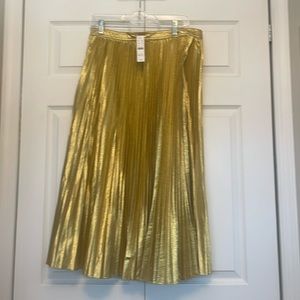 J crew gold pleated skirt. NWT. Size 12.